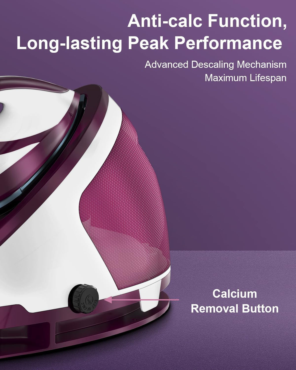 Martisan Digital Steam Generator Iron - 1800W Power, 8 Bar Pressure, 1.9L Tank, Fast Wrinkle Removal | Purple