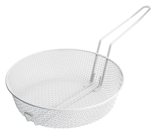 Winco 12" Breading Basket, Medium Mesh, White Plastic Coating