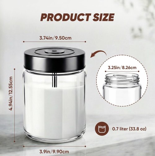 Glass Milk Container for Miele, Compatible with Coffee Machines for Miele 11574240, CM 7750 6360 5300 5310 5510 6160 6350, Milk froth container,Incompatible for Built-in Coffee Makers, Transparent