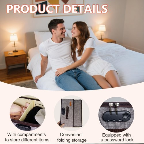 IZEO Lockable Adult Toy Storage Organizer Lock Box Toy bags container case with 6 Drawstring Bags, Large capacity 15.8 x 11.8 x 7.8 Inches Lockable Box Travel Home Container (Gray)