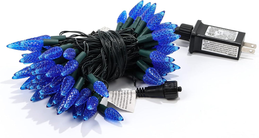 Waterglide C6 Christmas Lights - 33ft 100 LED Faceted String Lights | Waterproof Green Wire with 8 Modes for Indoor/Outdoor Decor