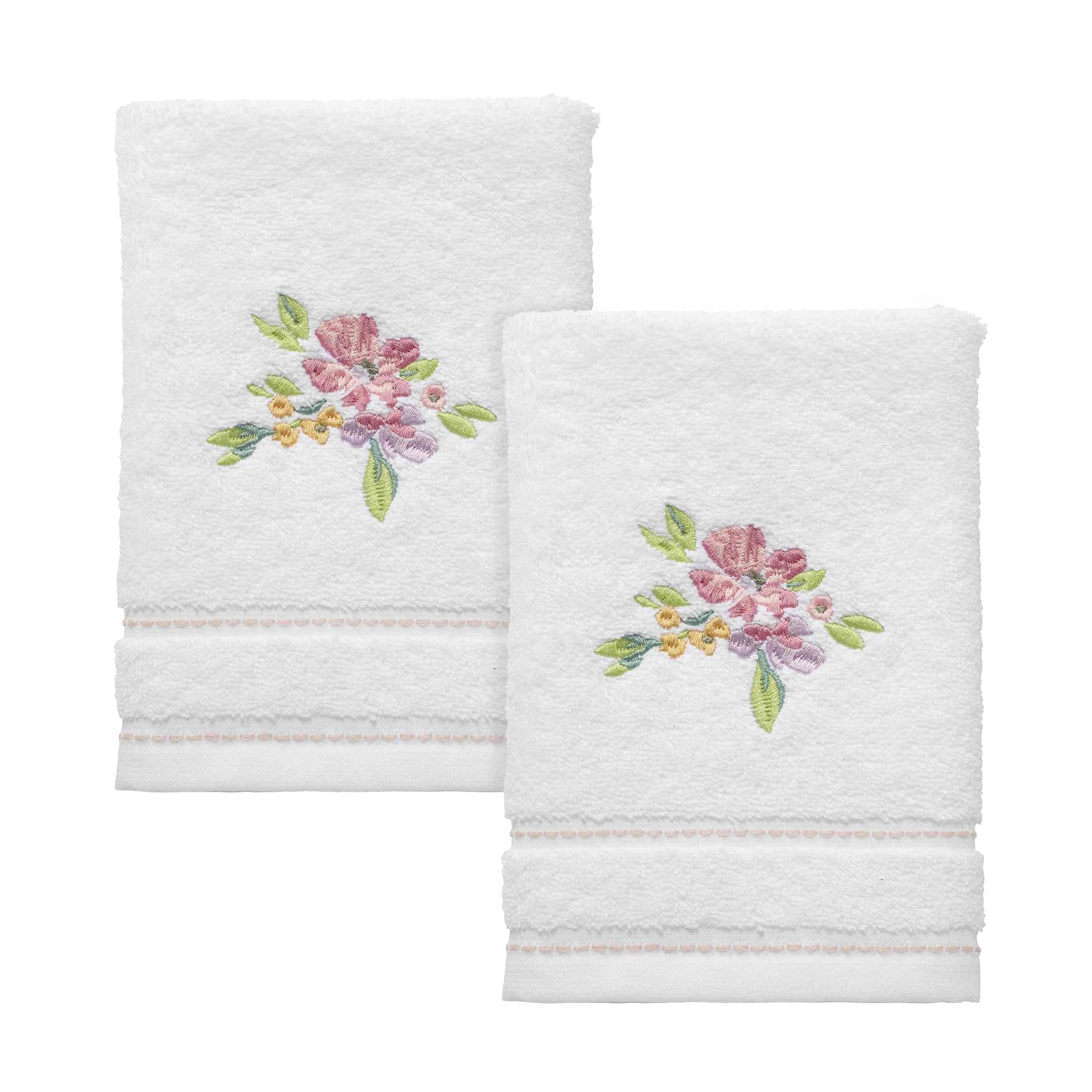 Izod - Fingertip Towels, 100% Soft & Absorbent Cotton Towel, Floral Home Decor, Set of 2 (Catalina)