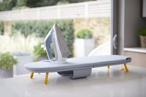 Joseph Joseph Pocket Folding Tabletop Ironing Board with Iron Holder and Wall Mount, Compact Space-Saving, Grey/Yellow