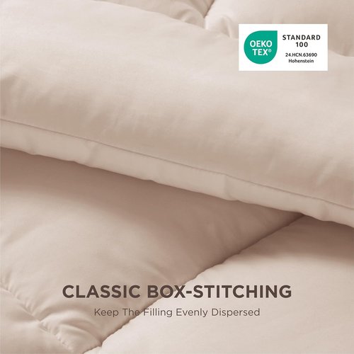 Bedsure Comforter Duvet Insert - All-Season Twin XL Quilted Bedding, GentleSoft Down Alternative, Beige 92 x 68 Inches