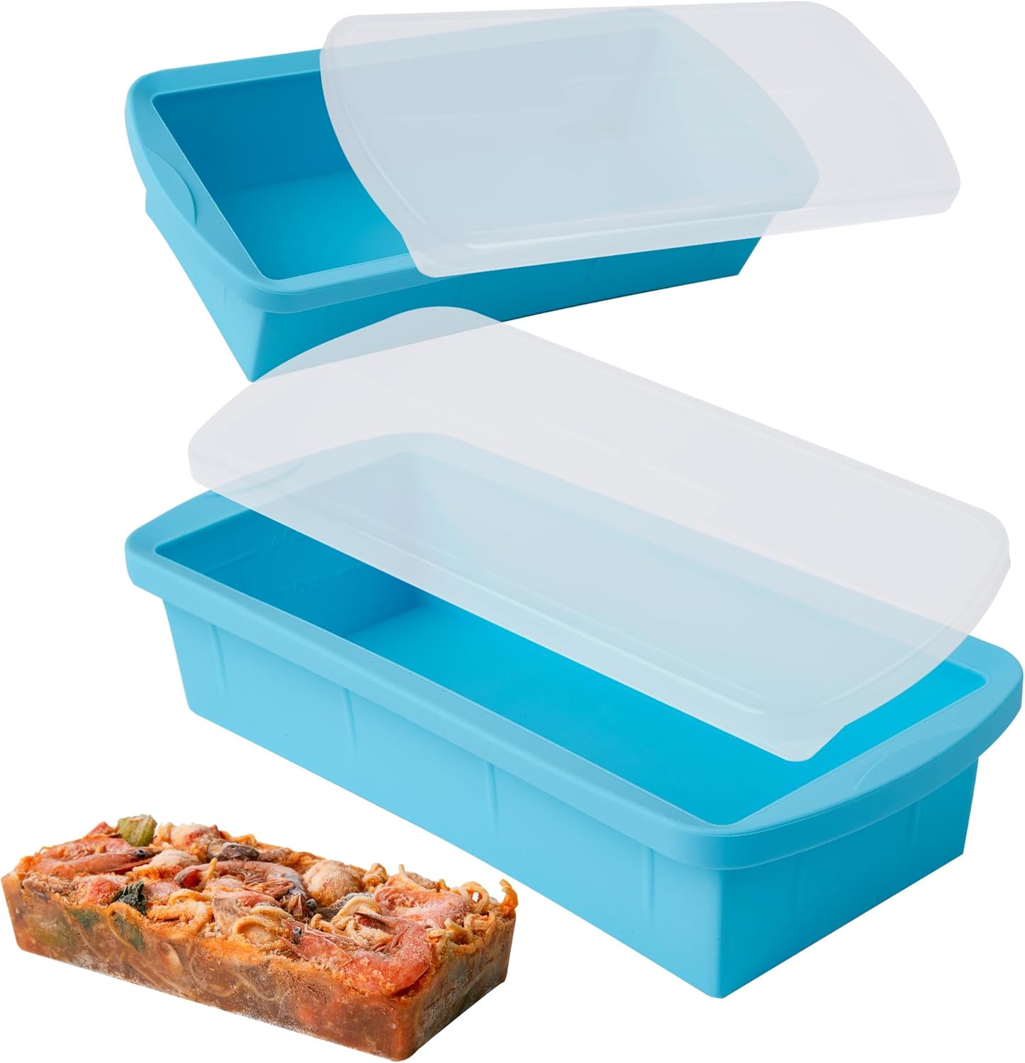 Skiennix Silicone Freezer Tray - 2 Pack Large Ice Cube Molds for Meal Prep | Oven & Dishwasher Safe