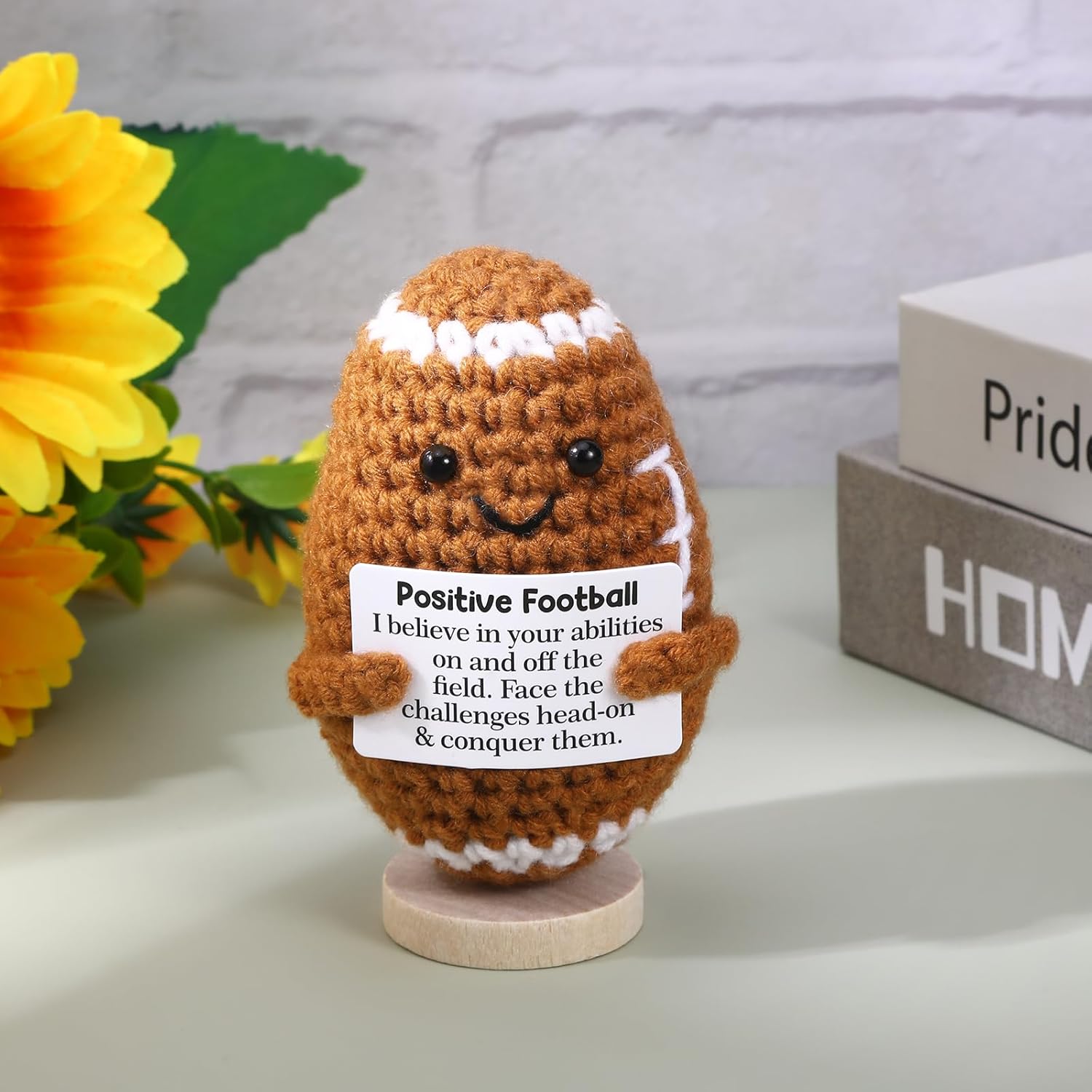 Positive Football Gifts - Handmade Crochet Football Doll | Unique Funny Gift for Men & Women