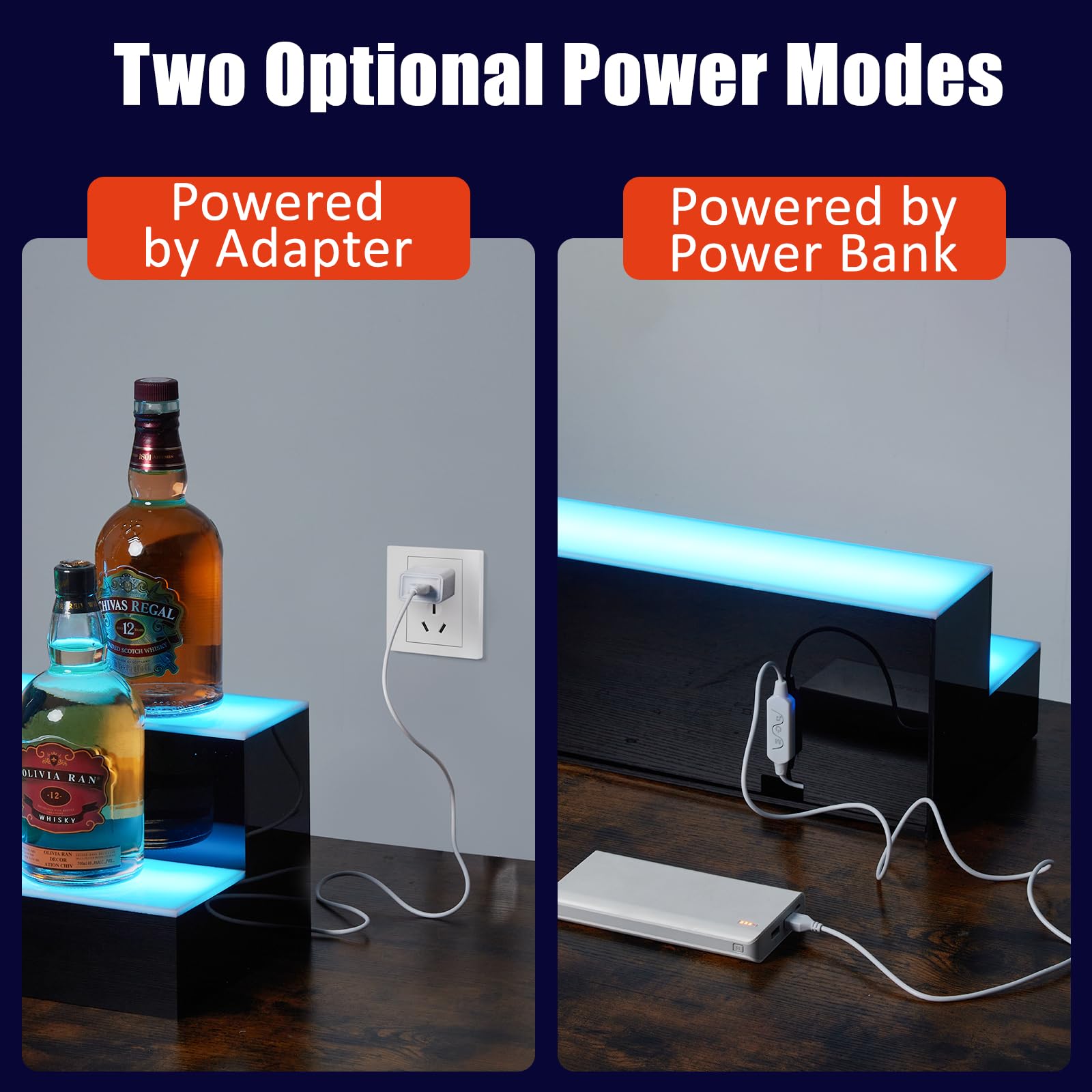 Takywep Wall-Mounted 2 Layer 60 Inches with Remote Control - Dynamic Led Lighting, Multifunctional Display, Quality Materials, Mobile Phone Connectivity