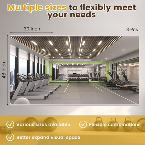 LOAAO Gym Mirror - 47.24"x29.53" Tempered Glass Wall Mirror for Home Gym, Dance Studio & Yoga Room