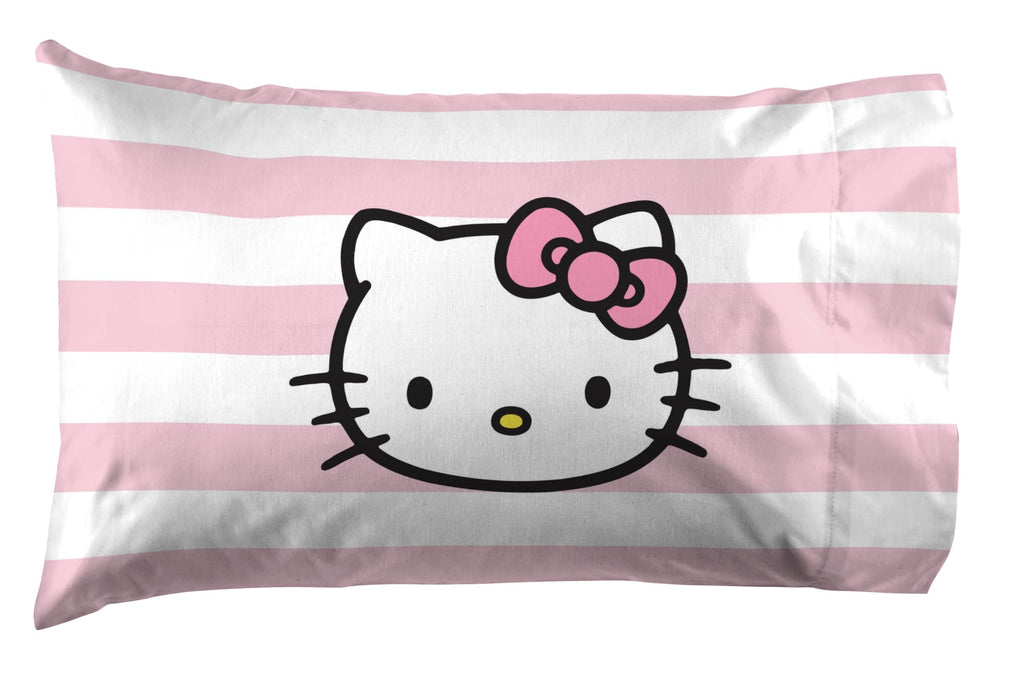 Jay Franco Sheet Set with Fitted, Flat Sheets & Pillow Cover - Ultra-Soft Bedding with Pillowcase for Room Decor, Multi - Hello Kitty, 4 Piece King