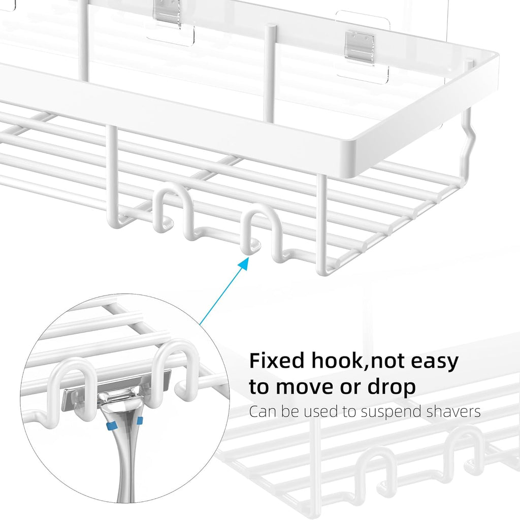 Moforoco Shower Caddy Basket Shelf - No Drill, Rustproof White Bathroom Organizer | 3-Pack with Soap Holder