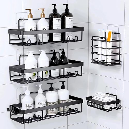HAOBAOBEI Shower Caddy Adhesive Single Hooks for Replacement, Shower Holder Organizer Self Adhesive Wall Hooks for Bathroom Corner Shelf Basket Soap Dish (Transparent-14Pack 1 Hooks)