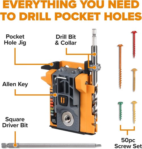 BORA Mini Pocket Hole Jig Kit - Auto-Adjusting Portable System for Woodworking | Complete Tool Set