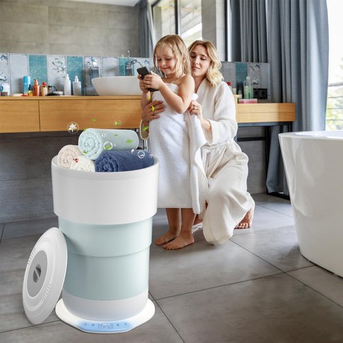 Carry360 Towel Warmer for Bathroom, Upgrade 24L Capacity Silicone Foldable Towel Warmer Bucket with Timer, Remote Control & Auto Shut Off, Fits 3 Oversized 35”X 70” Towels, Blanket, Bathrobes
