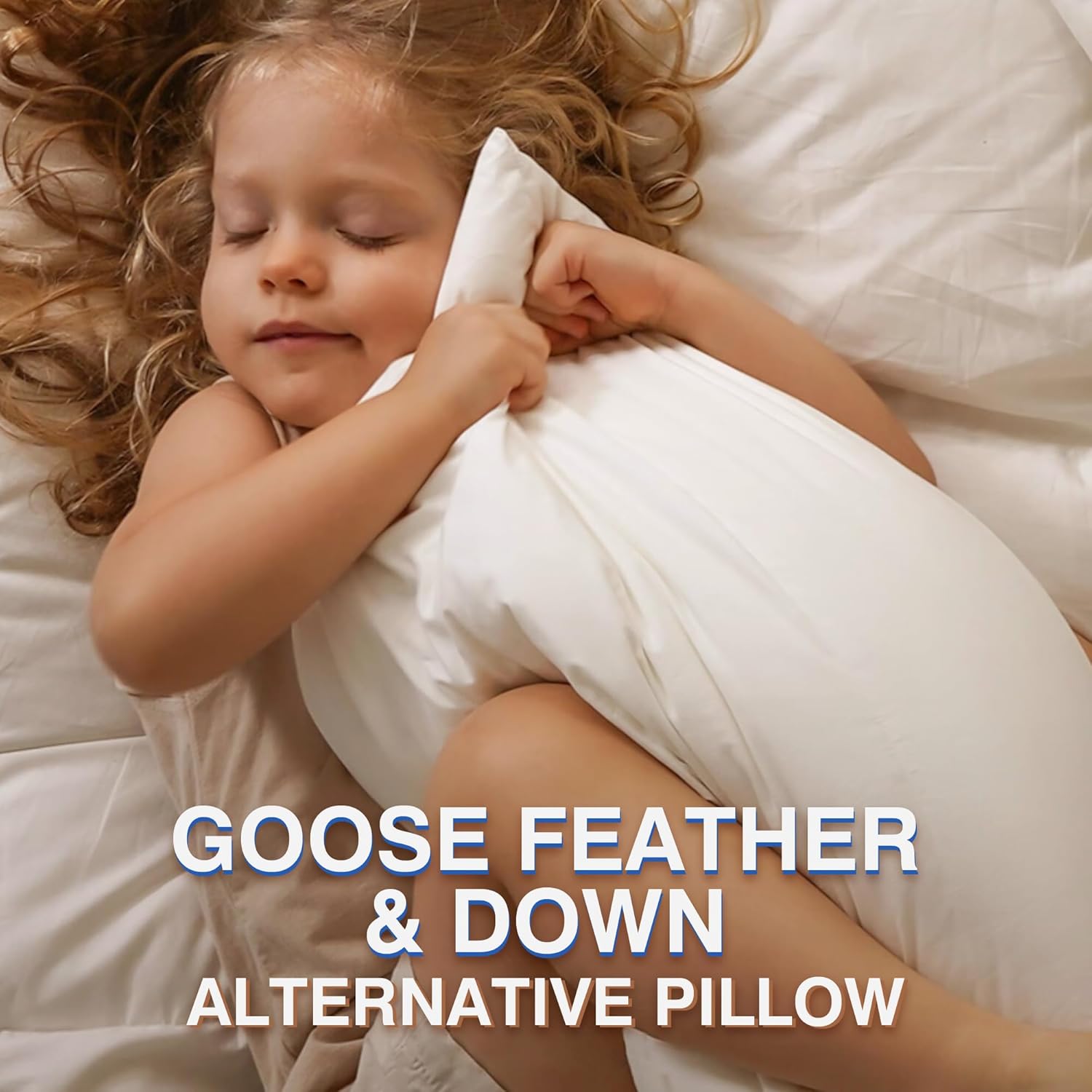 Skiennix Feather Pillows Set of 2 | Queen Size Goose Down Hotel Bed Pillows with Soft 600 Thread Count Cotton Cover for All Sleepers