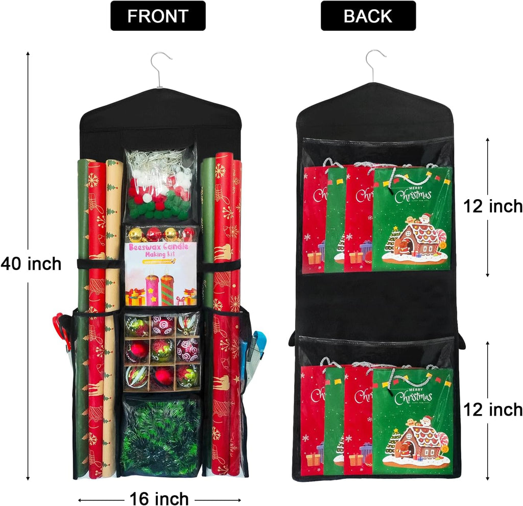 Skiennix Double-Sided Wrapping Paper Organizer - Clear PVC Storage for 40-Inch Rolls & Gift Bags