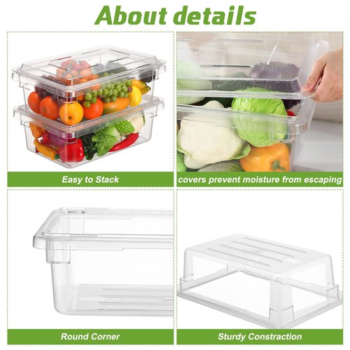 LOYIM 2 Pack 3.5 Gallon Polycarbonate Food Storage Box Commercial Products Food/Tote Box Storage Container with Lid Plastic, Clear, for Restaurant/Kitchen/Cafeteria