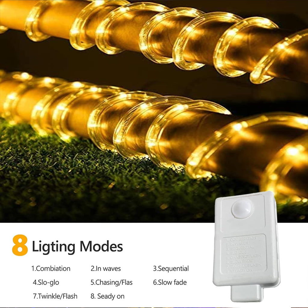 Skiennix 200ft LED Rope Lights - Waterproof Flexible Tube Lighting with 8 Modes | Warm White for Outdoor & Indoor Decor
