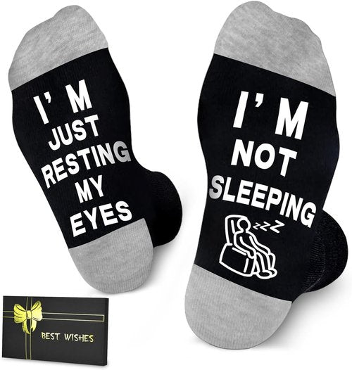 Dealswin Funny Socks - I'm Not Sleeping, Just Resting My Eyes | Perfect Birthday or Father's Day Gift for Dad