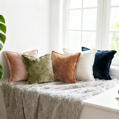 NEPHEALIS Velvet Pillow Covers 2 Pack Soft 26x26 Pillow Covers Solid Square Euro Shams Decorative Couch Pillow Cases with Wide Border for Sofa Bed Home Decor,Army Green