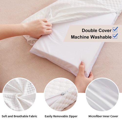 EUHAMS Twin Size Bed Wedge Pillow - Bed Gap Filler Mattress Wedge Headboard Pillow - Fill The Gap (0-7") Between Headboard and Mattress for Sleeping Backrest Pillow (39"x10"x6" White)