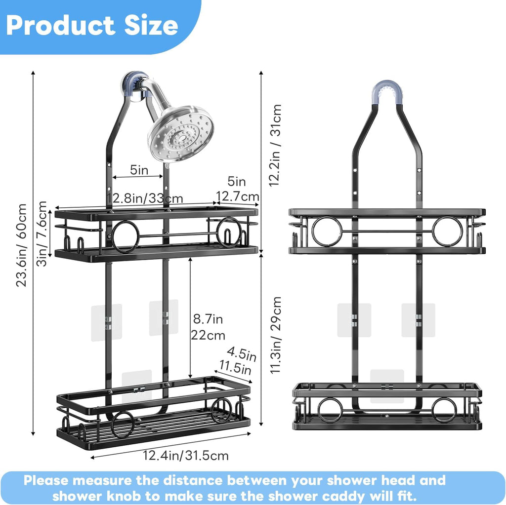 Skiennix Adjustable Shower Caddy - Rustproof Large-Capacity Bathroom Organizer with Hooks for Razors