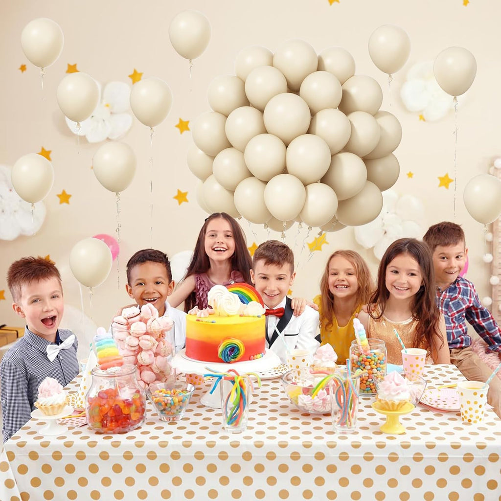 Skiennix Sand White Balloons - 100 Pack 5-Inch Beige Latex Balloons for Boho Party Decor