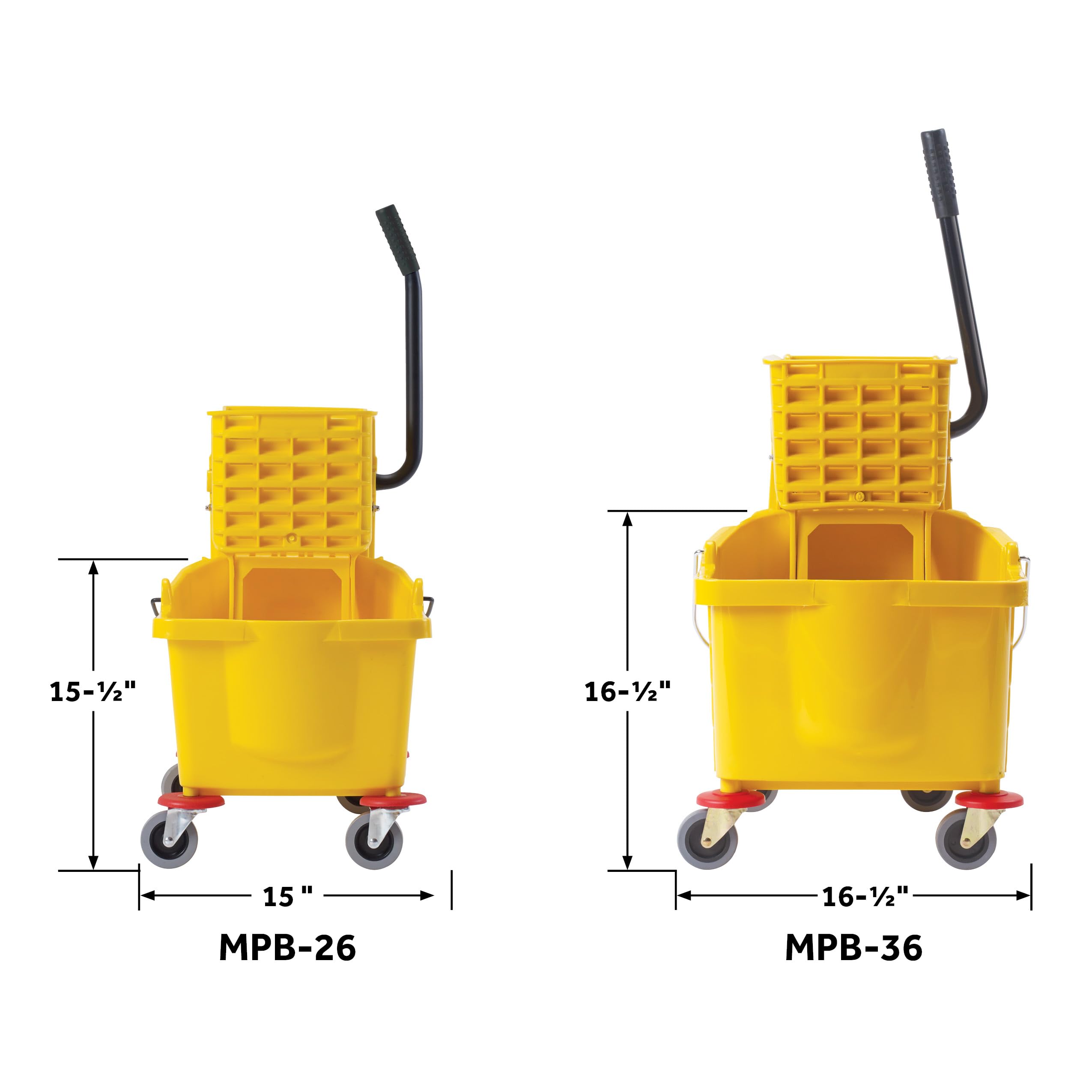 Winco Commercial Mop Bucket on Wheels, 26 Quart, Yellow