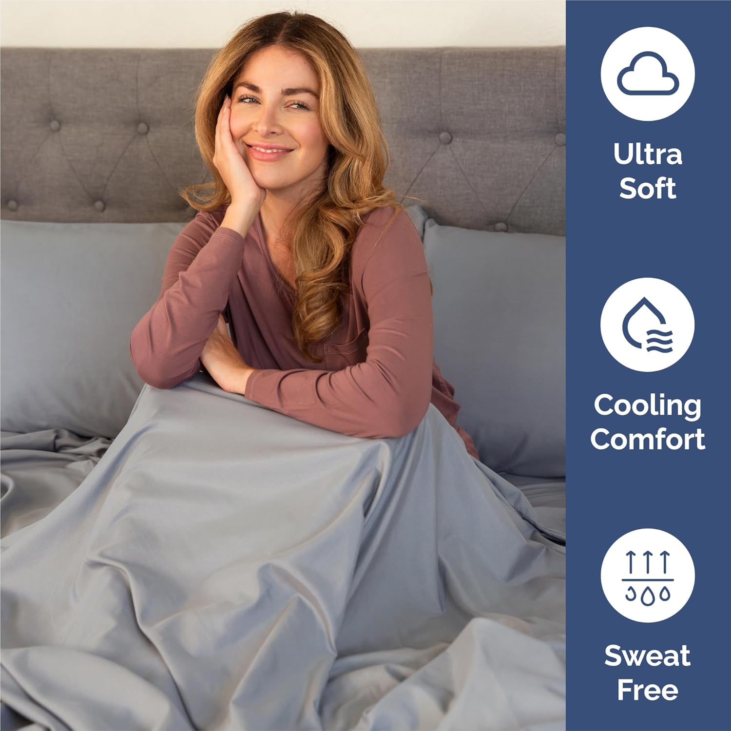 Split King Size Sheet Set by Hotel Luxury | 5-Piece Comfy, Breathable & Cooling Bedding - Deep Pockets, Wrinkle-Free - Oeko-Tex Certified, Steel Blue