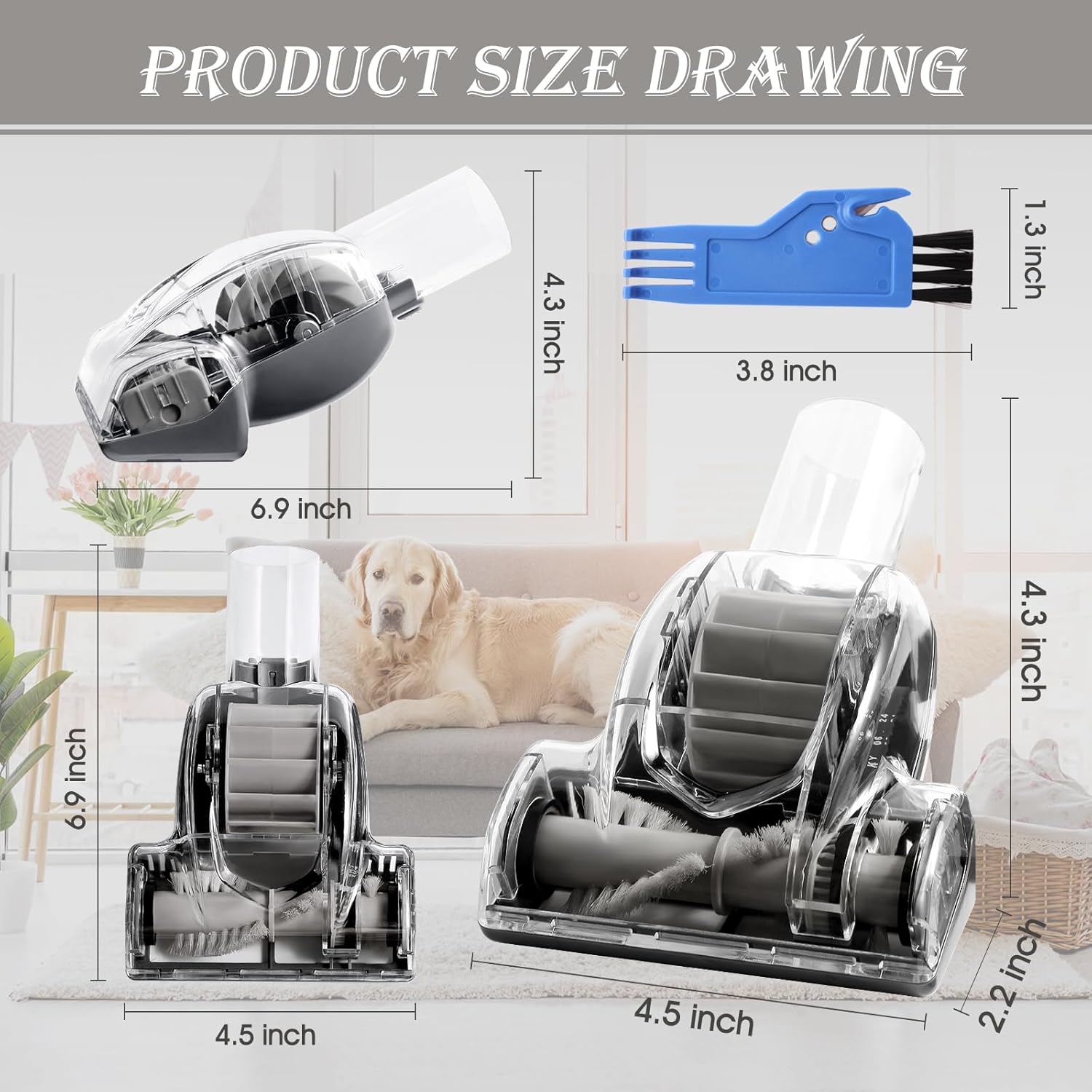 Shark Pet Hair Power Brush Tool - Upgraded Vacuum Attachment for Navigator Lift-Away NV360/NV350/NV352/NV356E/NV370/NV22L | Gray