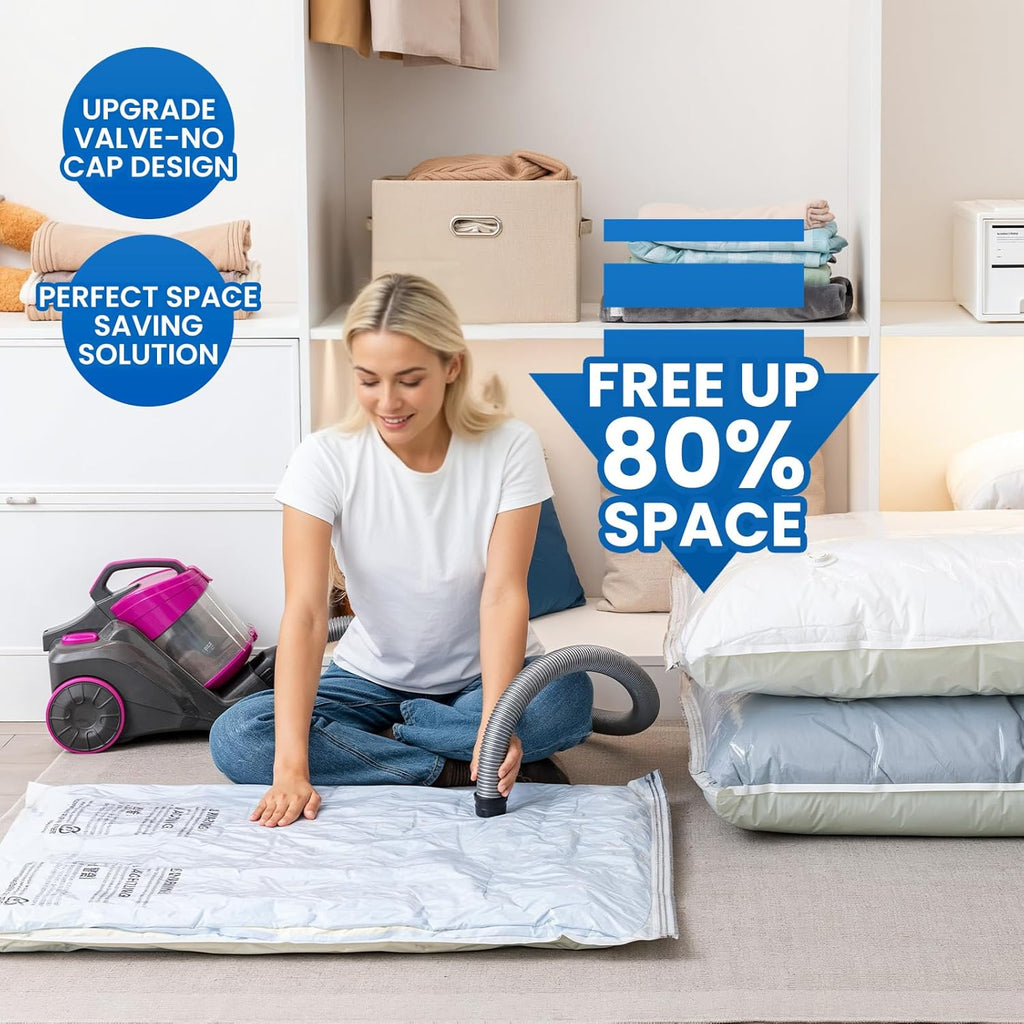 TAILI Jumbo Vacuum Storage Bags - 8 Pack for Comforters & Blankets | Space-Saving 40x31 Inch Bags