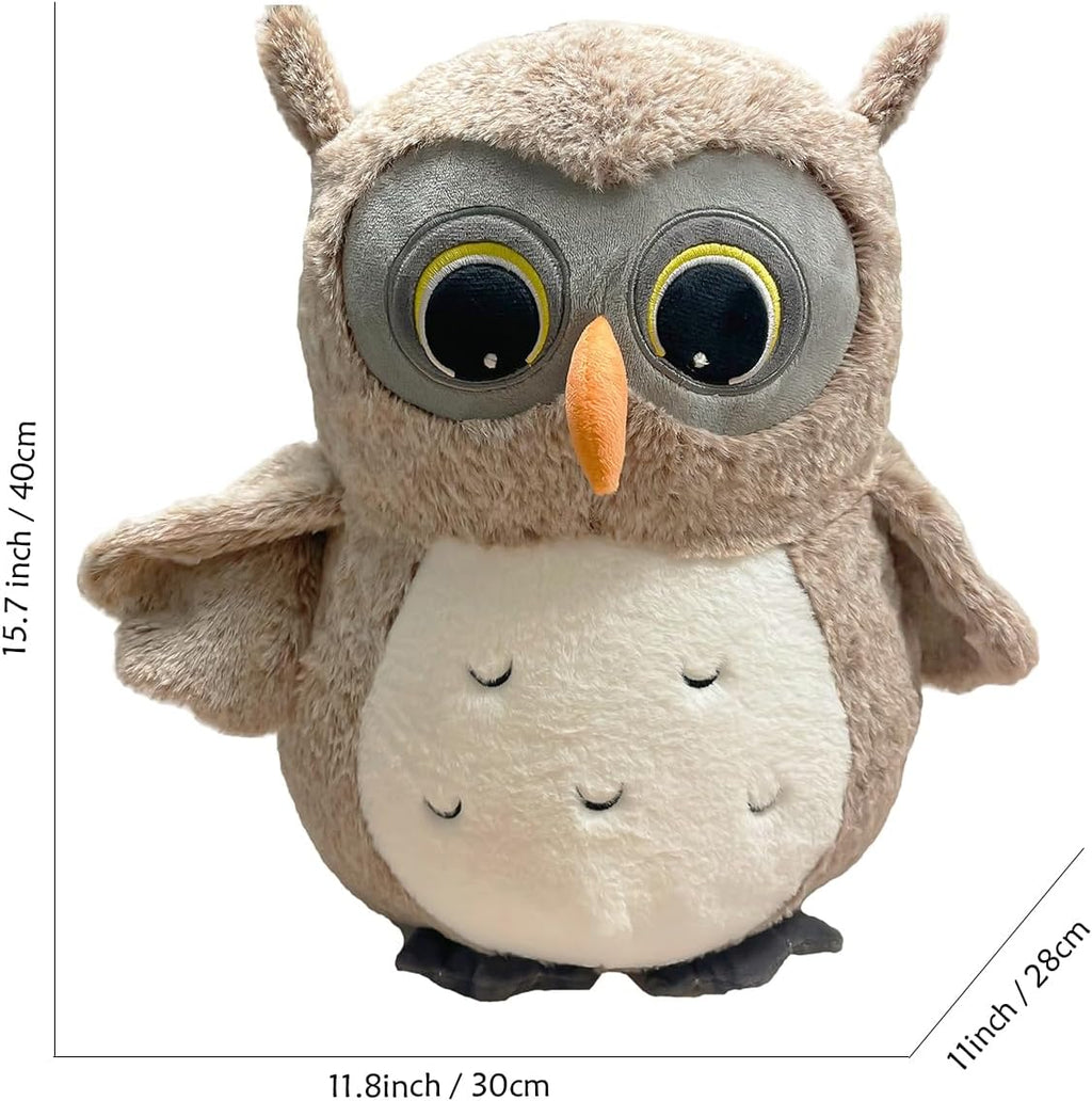 Ryttir Chubby Gray Owl Stuffed Animal - 15.7 Inch Plush Toy for Kids & Room Decor | Perfect Gift for Owl Lovers