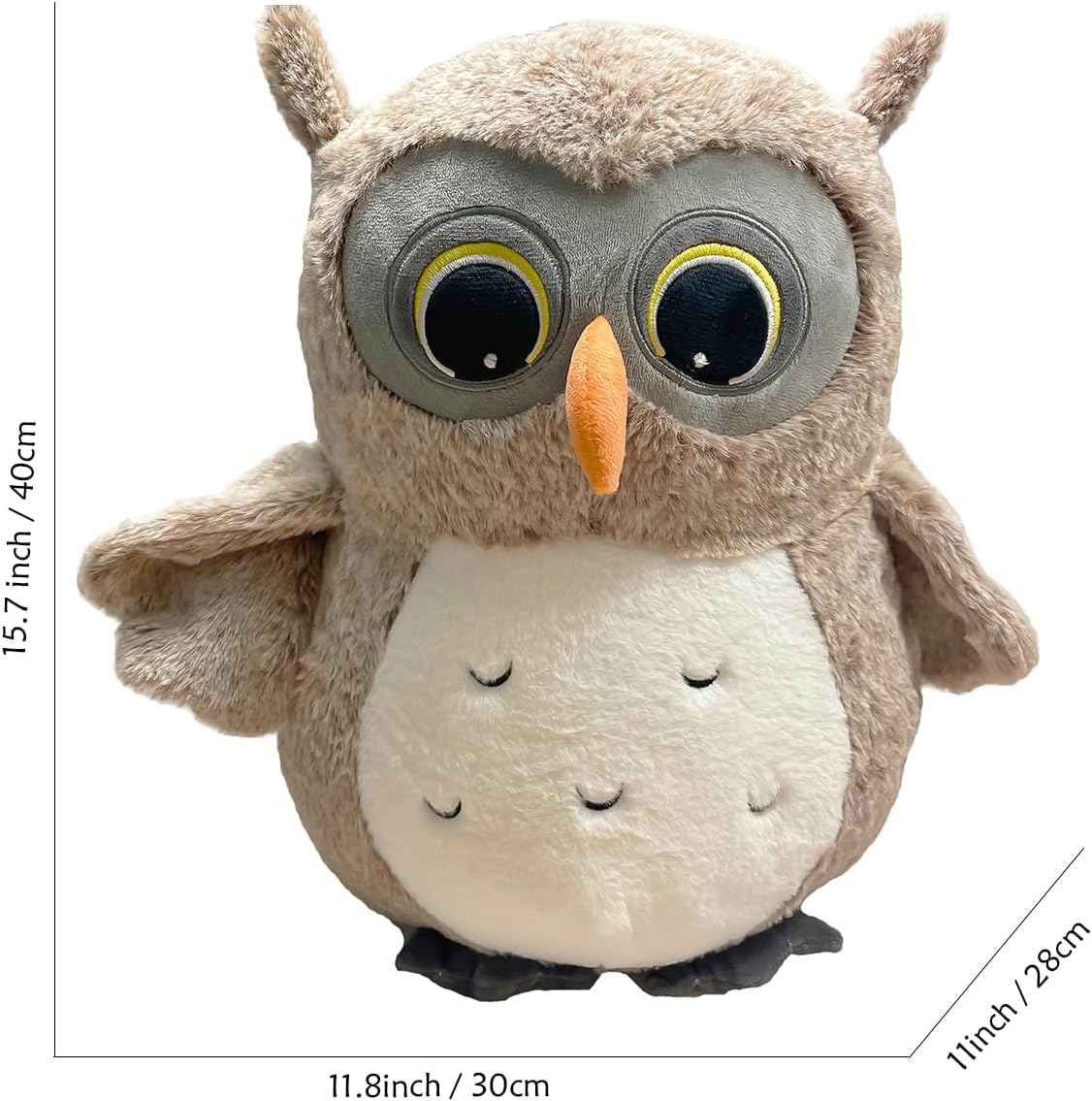 Ryttir Chubby Gray Owl Stuffed Animal - 15.7 Inch Plush Toy for Kids & Room Decor | Perfect Gift for Owl Lovers
