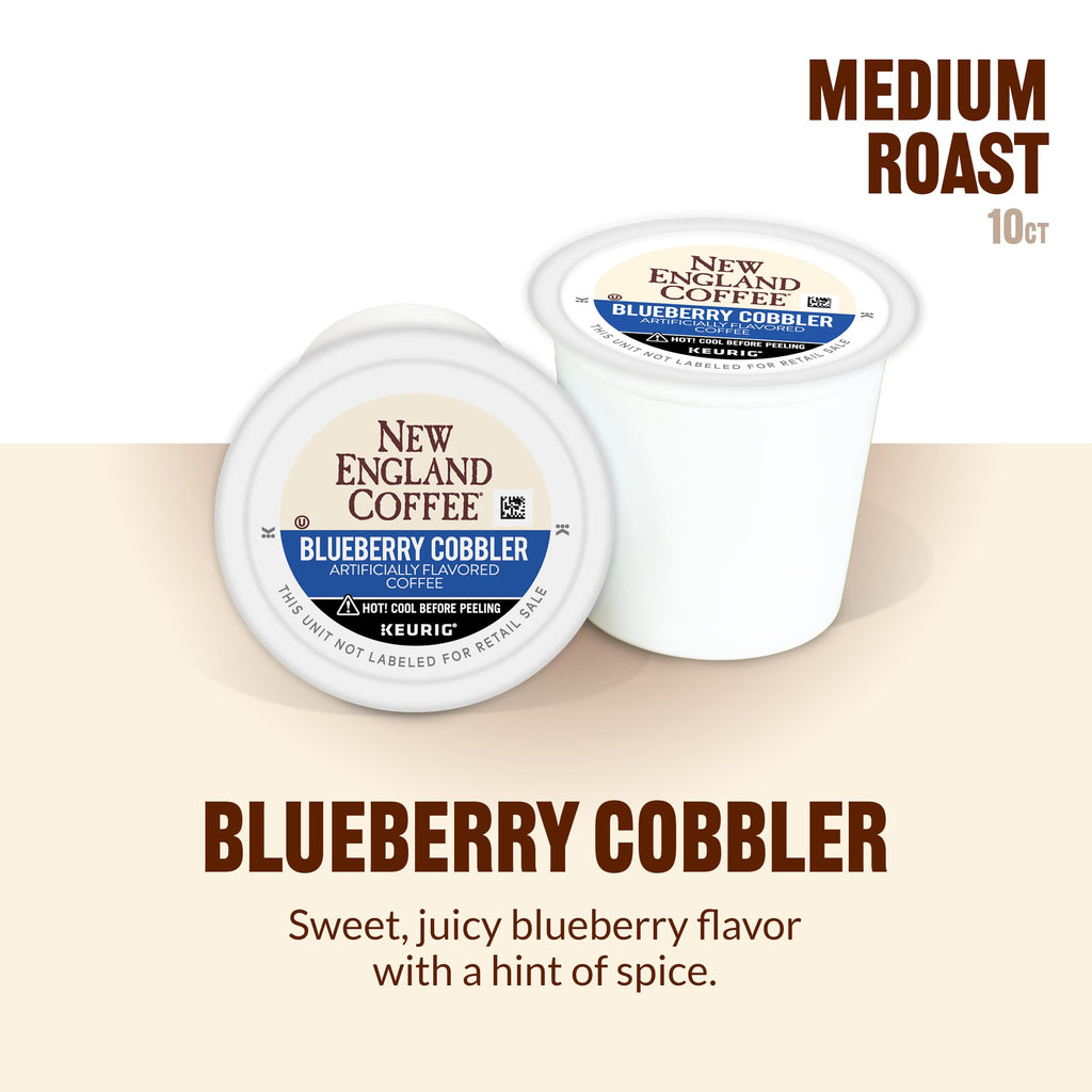 New England Coffee Single Serve Pods, Blueberry Cobbler Medium Roast 10 Count (Pack of 1)