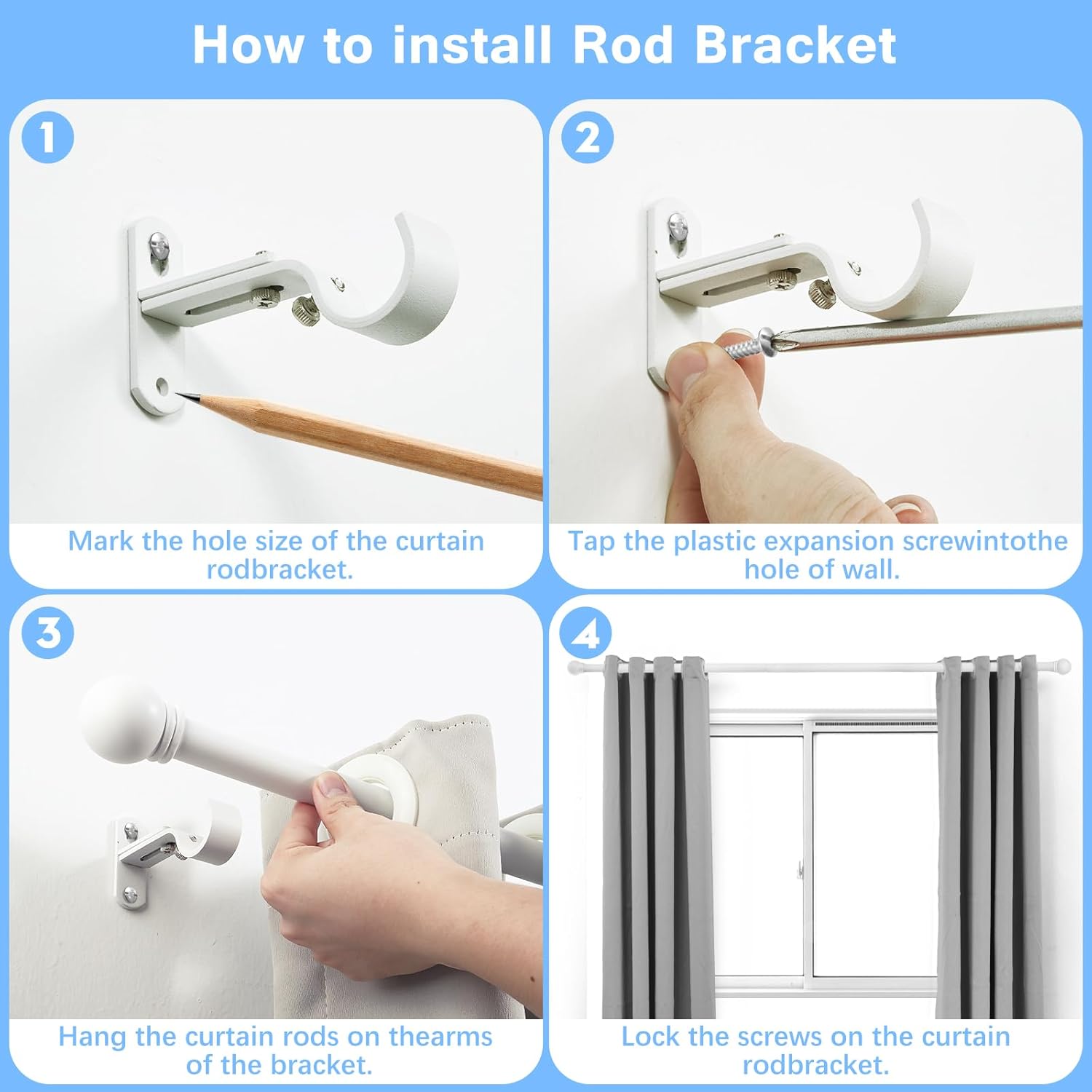 Max Adjustable Curtain Rods by [Brand Name] | 16 to 48 Inches | 1" Diameter with Round Finials - White