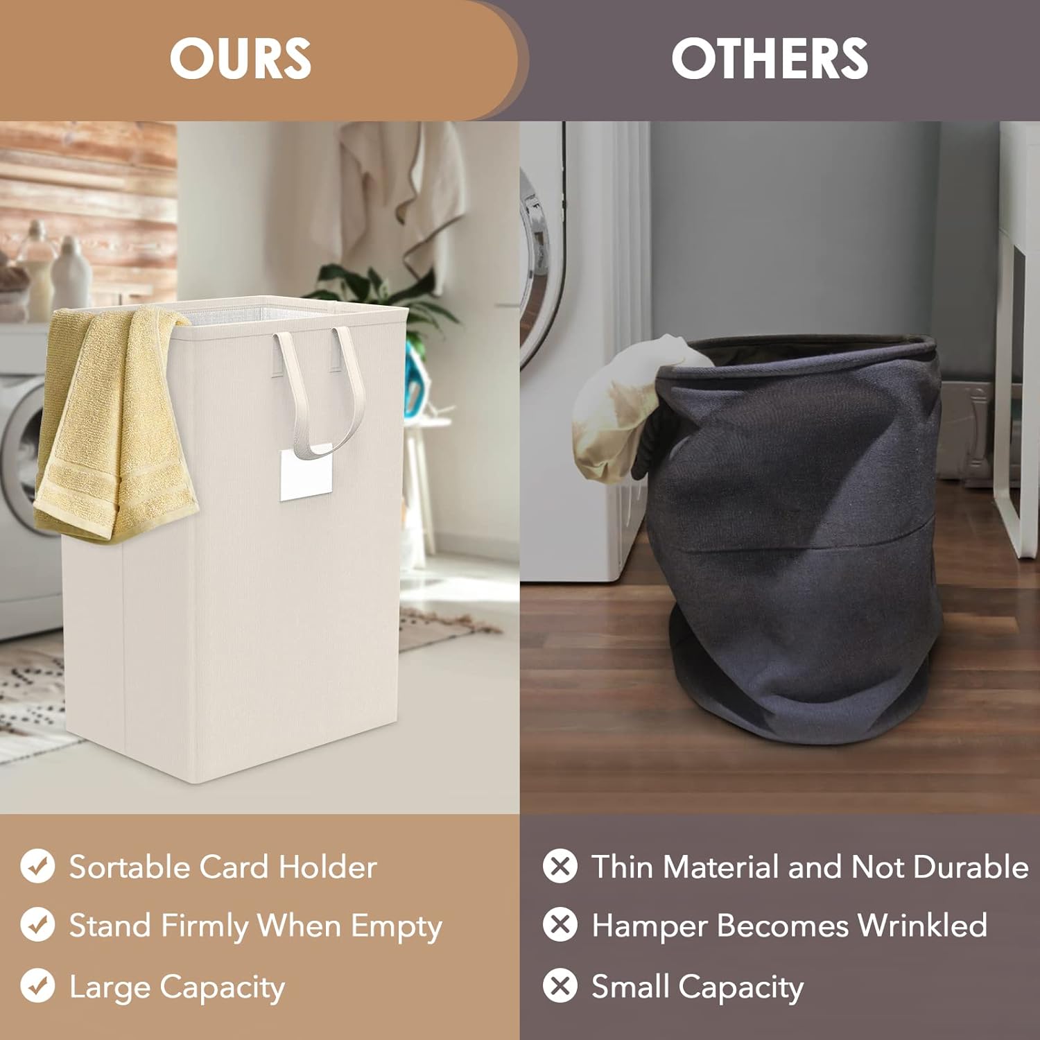 Skiennix 75L Large Laundry Hamper - Waterproof & Freestanding Design | Ivory Color for Bedroom & Bathroom