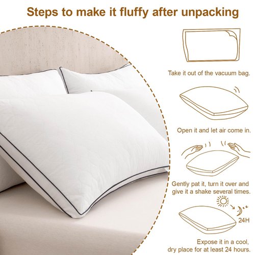 Bed pillows Reversible Queen Size Set of 4, Firm on One Side, Soft on the Other, Luxury Hotel Quality 3D Microfiber for Side, Back & Stomach Sleepers, Breathable Cover to Reduce Neck Pain 20*30