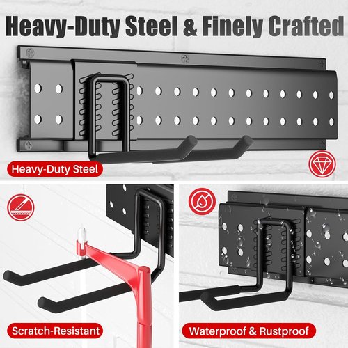 Garage Tool Organizer by [Brand Name] - Wall Mount 64 Inches with 13 Adjustable Hooks | Heavy-Duty Storage Rack