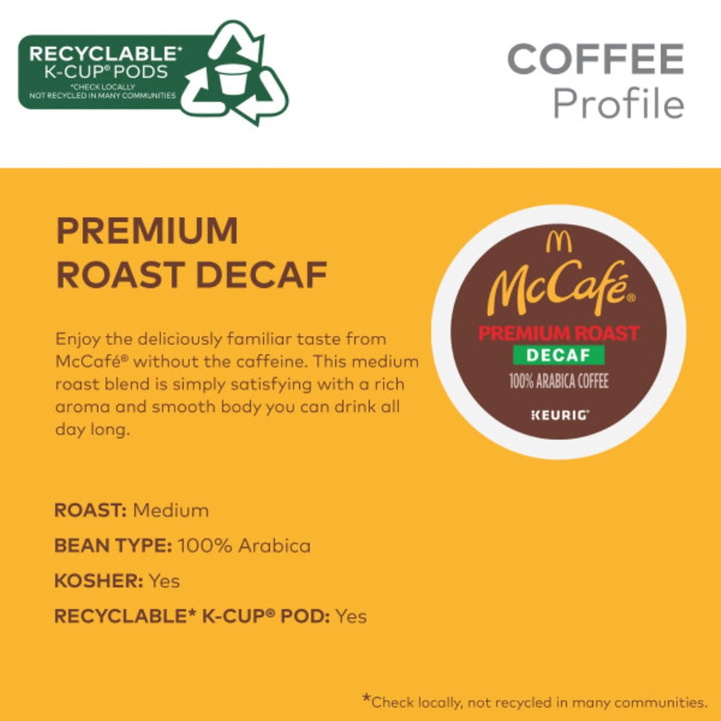 McCafe Premium Roast Decaf Coffee Pods - Medium Roast Keurig K-Cup Pods, 48 Count