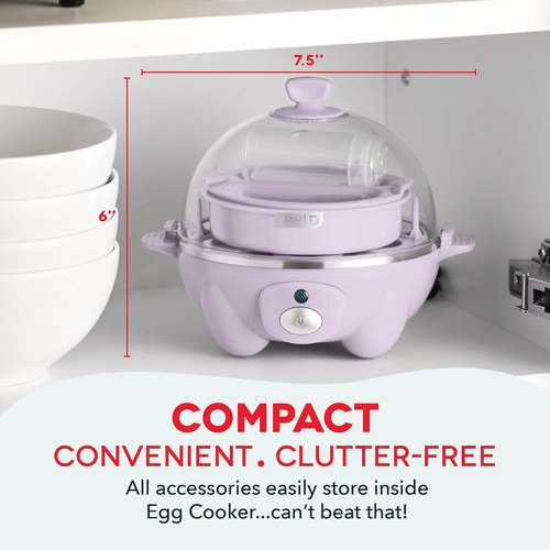 Dash Rapid Egg Cooker - Versatile Boiler, Poacher & Steamer - Holds 7 Eggs, Lavender | BPA Free & Dishwasher Safe