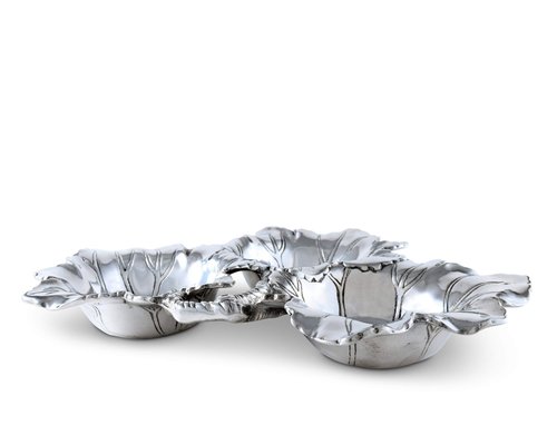 Arthur Court Designs Aluminum Grape 3-Bowls Dip Sauce Serving Bowl Tarnish Free 13 inch Long