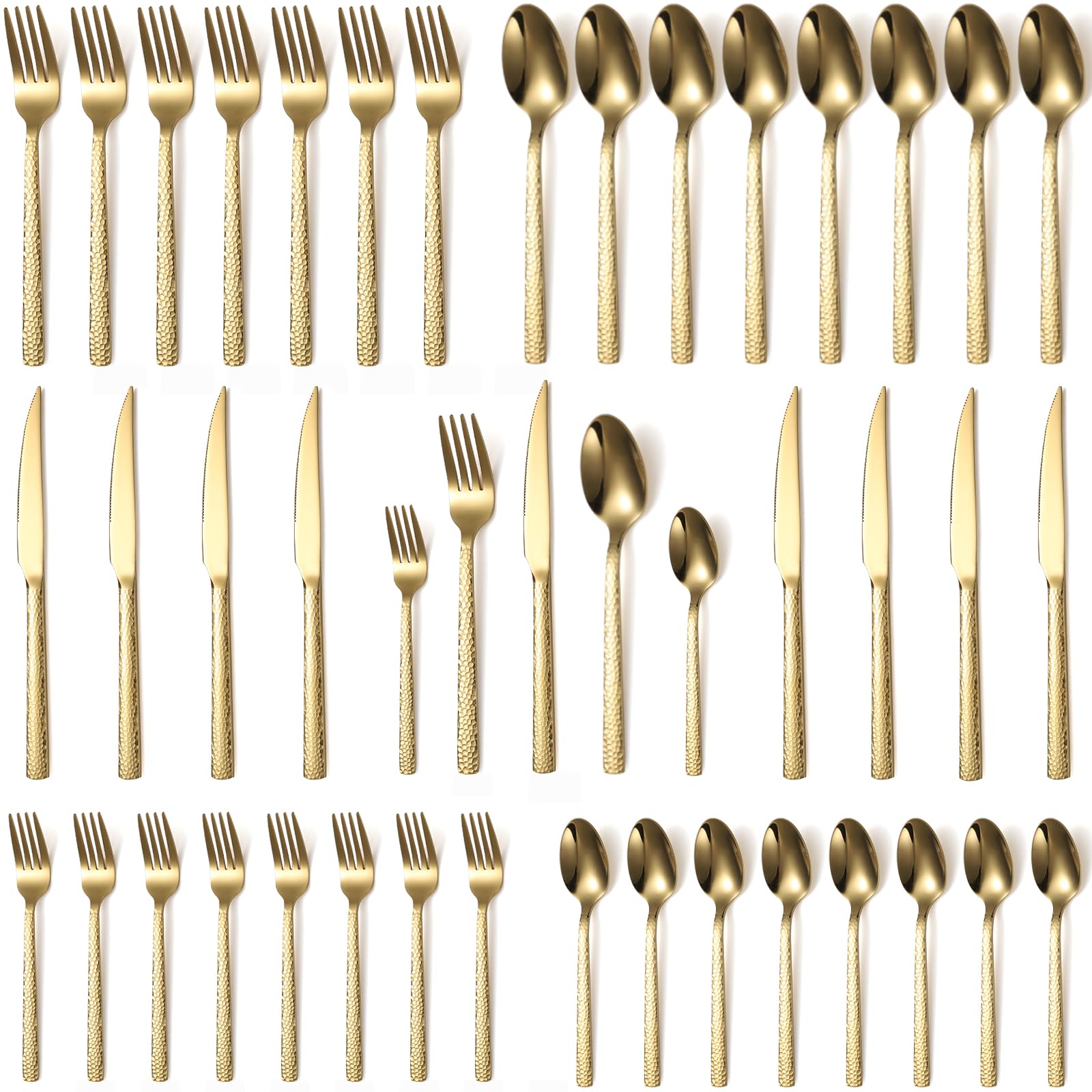Silverware Set of 40 Stainless Steel Flatware Set for 8 Includes Forks Spoons Knives Kitchen Cutlery Sets for Home Restaurant Hotel