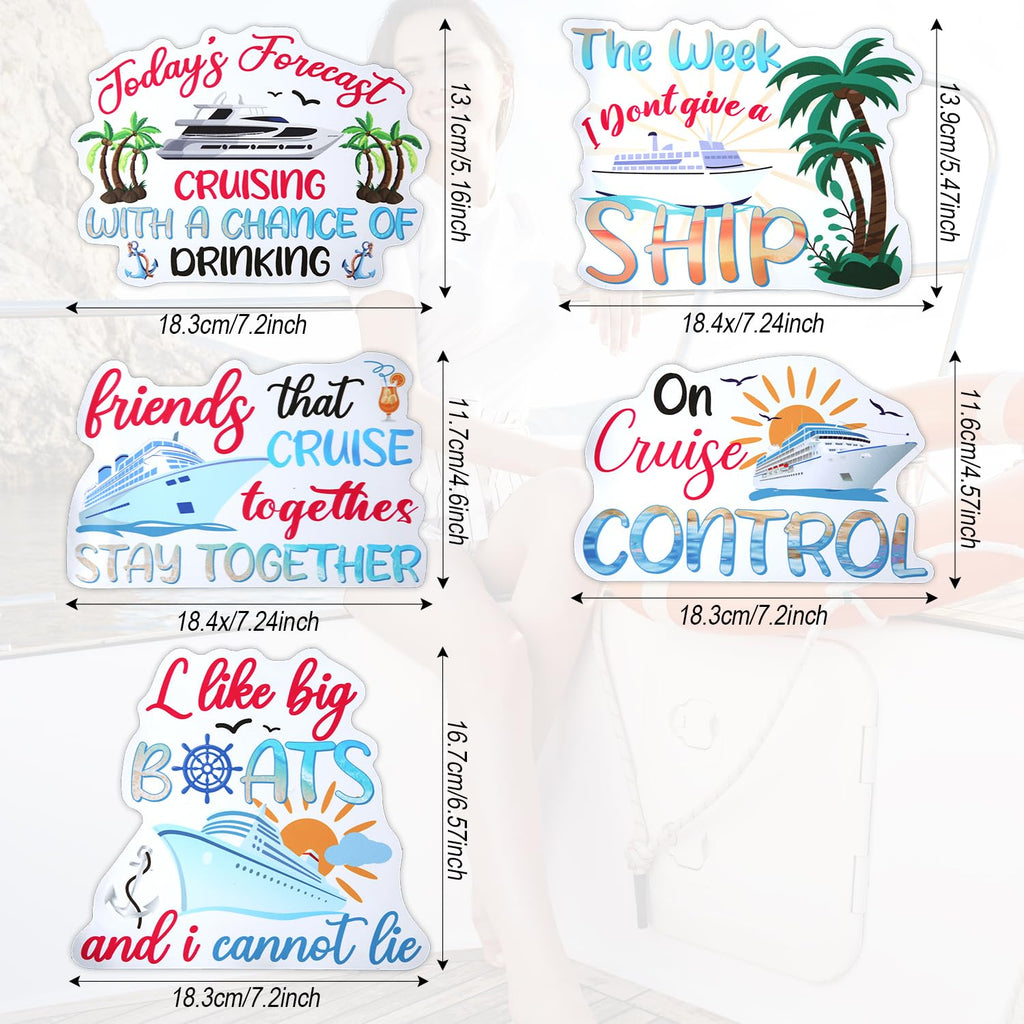 5pcs Family Cruise Magnets - 5 Styles Large Ship Door Magnets, Reusable for Cruise, Ship, Car, Refrigerator