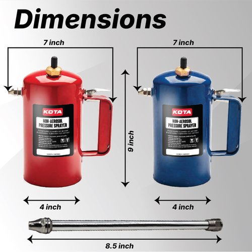 LAUCO Non Aerosol Pressure Sprayer - Refillable Pressurized Sprayer Bottle for Oil, Solvent, Degreasers, Lubricants - Rechargeable Steel Canister with Brass Nozzles, 32oz. (1, Blue)