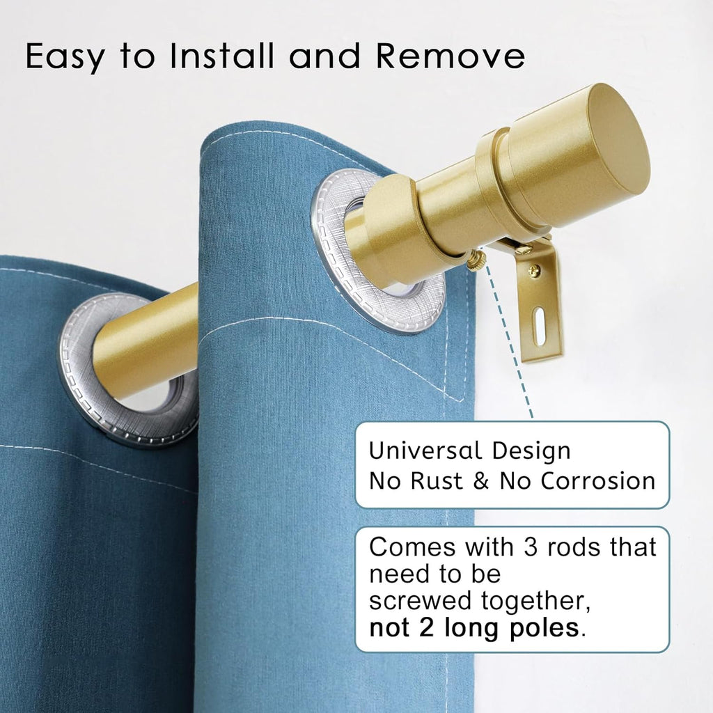 Byondeth Adjustable Curtain Rods | 16 to 60 Inches | 1-Inch Diameter | Elegant Flash Gold Finish