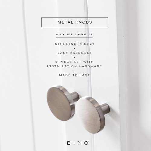 BINO 6-Pack Cabinet Knobs - Brushed Nickel 1.22" Diameter (31mm) | Stylish Dresser Drawer Hardware