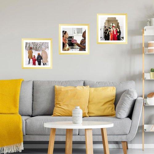 JCJMY Gold Picture Frame - 12x12 with 10x10 Mat for Diamond Art & Photos | Wall Hanging Design