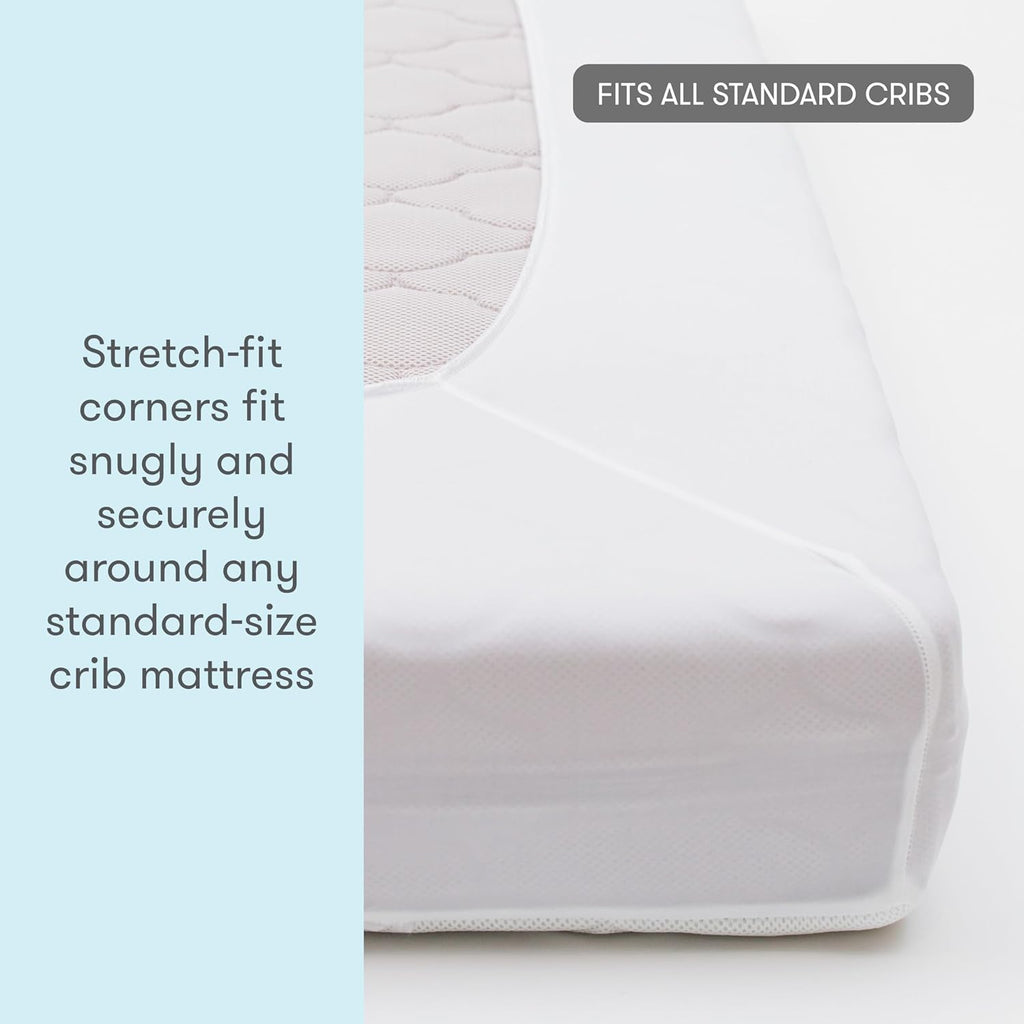 Newton Baby Waterproof Crib Mattress Pad - Ultra-Breathable Quilted Comfort | Secure Fit & Machine Washable | 2-Pack