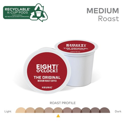 Eight O'Clock Coffee Medium Roast K-Cup Pods - Original Flavor, Single-Serve, 72 Count
