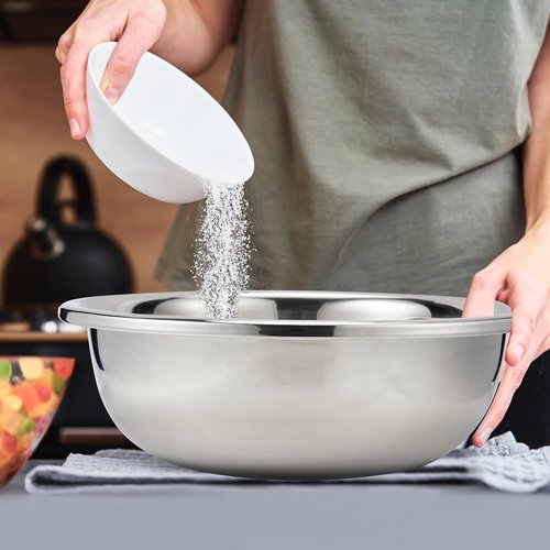 FillTouch 2 Pack Large Mixing Bowl 20 Qt Oversized All Purpose 304 Stainless Steel Polished Mirror Flat Base Metal Bowl for Home or Commercial Prepping Baking Mixing Marinating