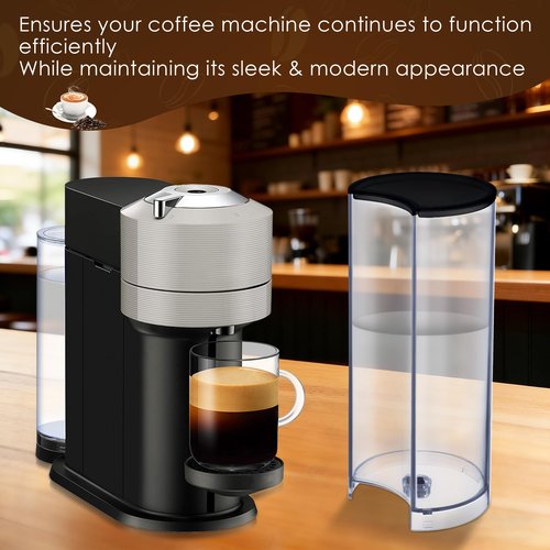 Mysora Water Tank Reservoir Replacement & Black Lid Cover Compatible with Nespresso Vertuo Next, Compatible with Krups XN910B XN9105 XN910C Coffee Machine, Coffee Machines Replacement Parts, Clear